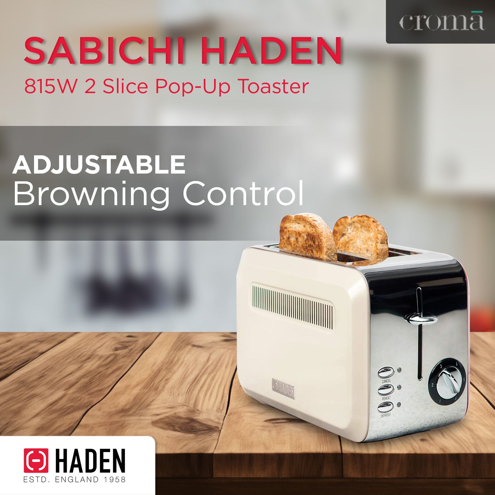 Buy Sabichi Haden Boston 815W 2 Slice Automatic Pop-up Toaster